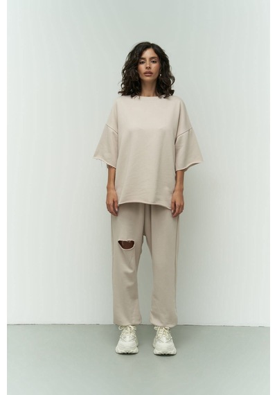 Mai Collection Mai Studios Co. Lion Kemik Oversize T-shirt Yırtıklı Eşofman Takım Kemik