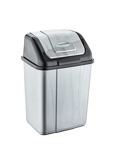 Plastik Sallanır Kapak Çöp Kovası Kutusu -gri Gövde/siyah Kapak - 35 Litre - 53 X 35 X 28 Cm Diğer