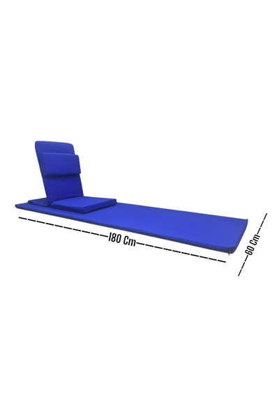 Backjack Meditasyon Sandalyesi Destekli Yer Minderi + 60x180 Kumaş Mat - Backjack 3xl Mat+backjack İkili Set Saks Mavi
