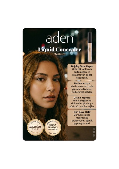 Aden Liquid Concealer - 02 Medium Orta 0