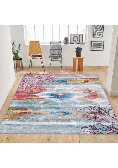 Rovigo Home Dijital Baskı Yıkanabilir Kaymaz Taban Salon Halısı  RVG1781 Çok Renkli