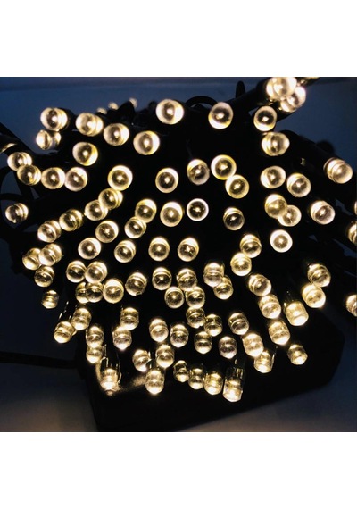 Sge Güneş Enerjili Sarı Renk 100 Led 12 Metre 8 Modlu Bahçe Aydınlatması Led Işık