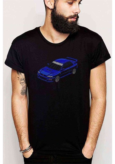 Subaru Impreza 22B Baskılı Siyah Erkek Tshirt
