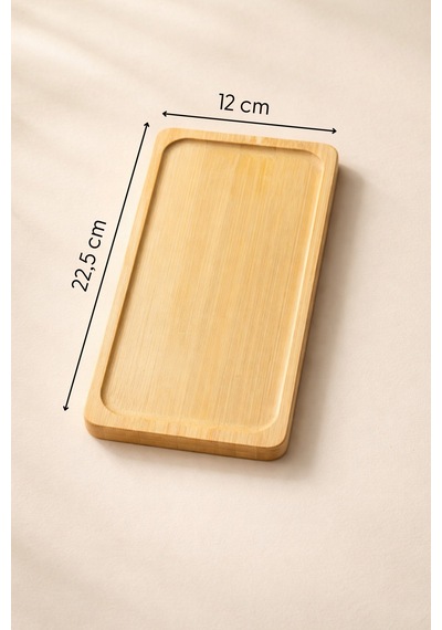 Dikdörtgen Sunum Tepsisi Bambu Organizer Ve Yağdanlık Altlığı Yemek Tabağı 22,5 Cm Bambu