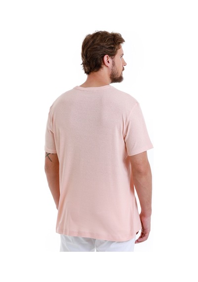 Hatemoğlu Pembe Regular Fit Düz Bisiklet Yaka Keten Tişört 35102024c012 009 Pembe