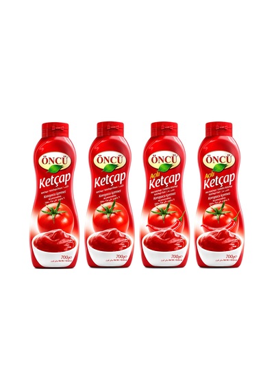 Öncü Ketçap 700 G Tatlı Ve Acı 4 Lü Karma Paket