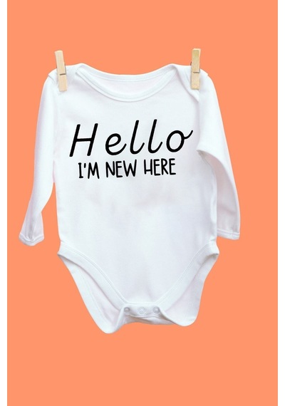 Babylimon Hello New Here Desenli Uzun Kol Beyaz - 102708207 Beyaz