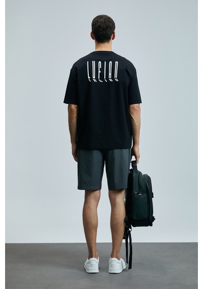 Lufian 111020245 Helıx Modern Grafik T- Shirt Erkek Tişort SIYAH