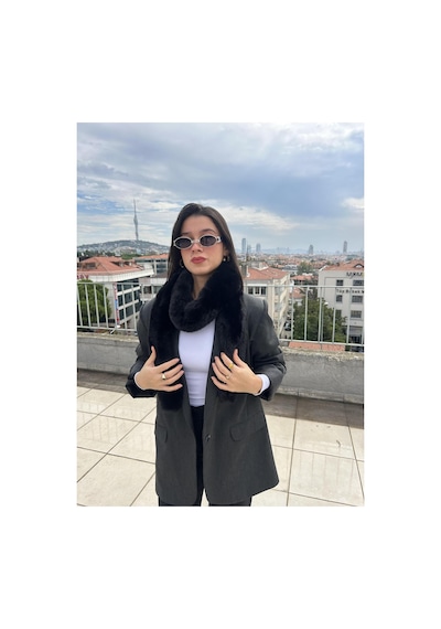Mollycrush Kadın Peluş Atkı Yumuşak Dokulu, Sıcak Tutan Ve Şık Kış Aksesuarı Siyah