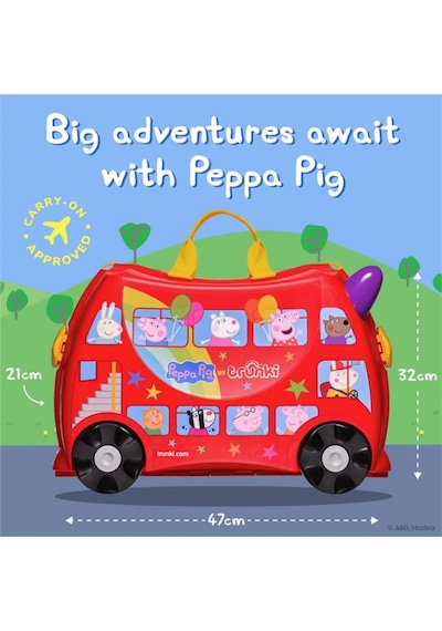 Trunki Peppa Pig Party Bus Binilen Ve Sürülen Çocuk Bavulu Kırmızı