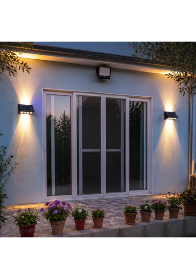 Panther Solar 8 Ledli Çift Yönlü Dekoratif Duvar Apliği Çift Renkli 2 Adet