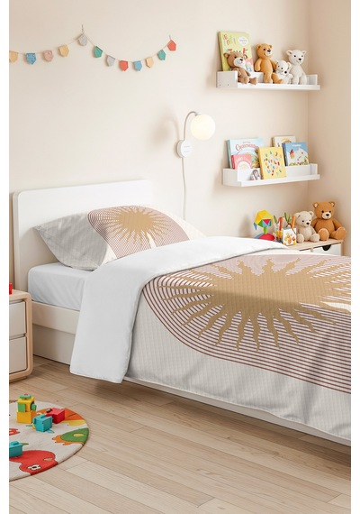 Güneş Bohem Bej Genç Odası Tek Kişilik Pike Takımı - Minimal 160x220 Cm Kapitone Yatak Örtüsü Naif Çayır Sıcaklığı