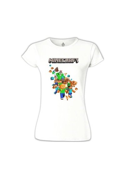 Minecraft - Steve And Alex Beyaz Kadın Tshirt 001