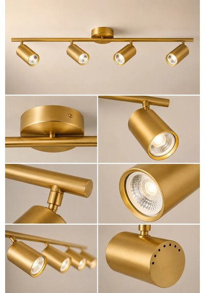 Eskitme Premium Gold Line 4 Lü Spot Avize Sarkıt Led Uyumlu Gold Salon Mutfak Aydınlatma