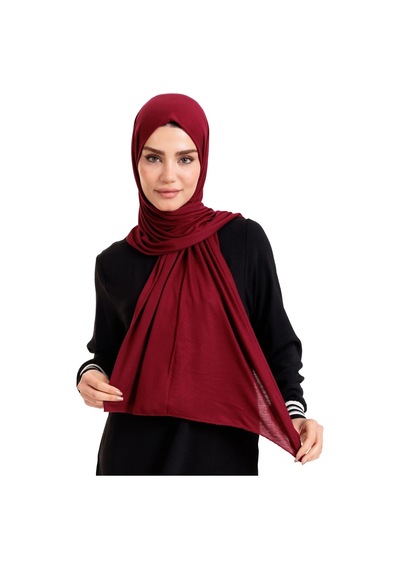 Bordo Likralı Penye Şal
