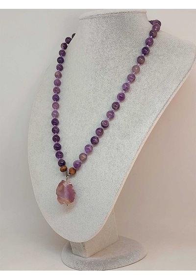 Ametist Taşı Düğümlü Unisex Tasarım Kolye 8mm 45055 Yeşil