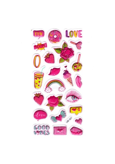 Sticker Kabartmalı Stiker Defter Planlayıcı Etiket Lde027 -19x9cm - Pembe Donut Çilek