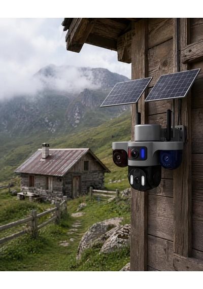 Güneş Enerjili Çiftlik Kamerası 3 Lensli 9mp Solar Kamera 2 Yıl li Mh-hs4543-9974