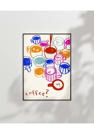 Çerçevesiz Poster Renkli Kahve Dünyası