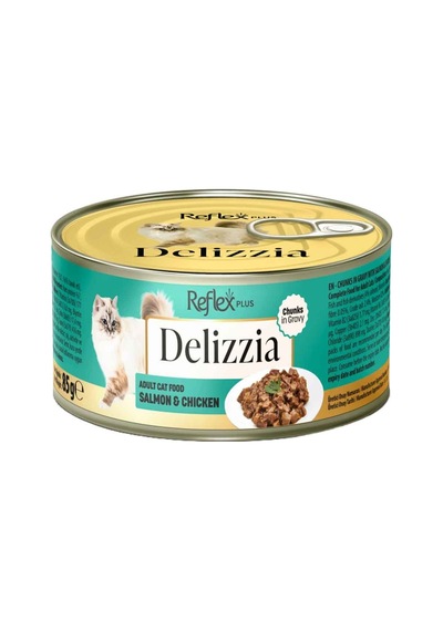 Reflex Plus Delizzia Soslu Somonlu Ve Tavuklu Parça Etli Kedi Konservesi 85 Gr