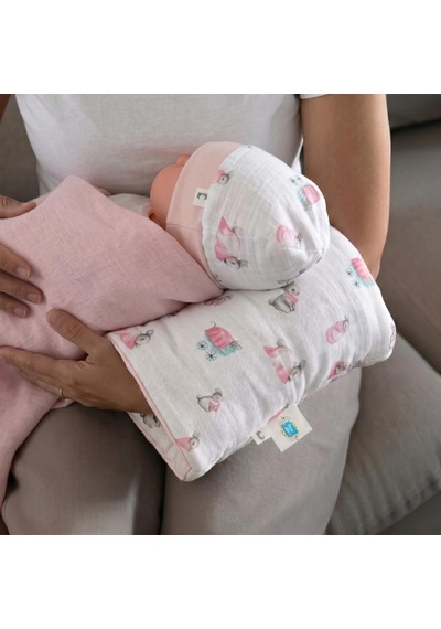 % 100 Pamuk Pratik Silindir Emzirme Kol Destek Yastığı - Bébé Lapin Rose Sldyas-blr-000std