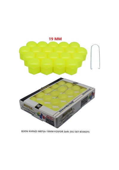 Bijon Kapağı Düz 19 Mm Fosfor Sarı 20 Li Set