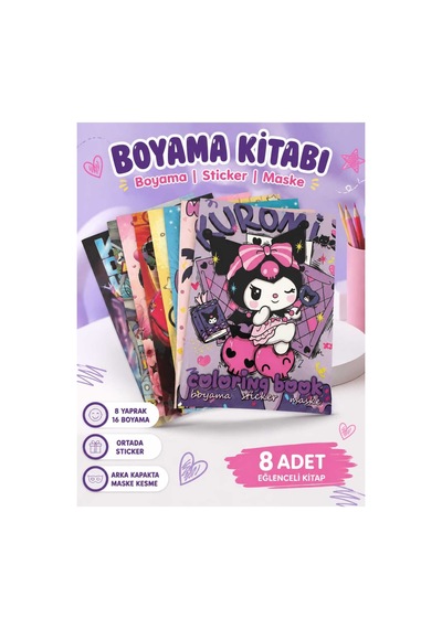Sevimli Karakterler 8'li Karma Boyama Kitabı Seti
