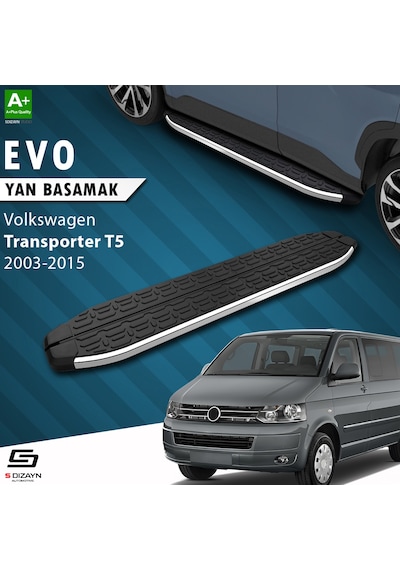 S-dizayn Vw Transporter T5 Kısa Şase Evo Krom Yan Basamak 213 Cm 2003-2015 A+ Kalite