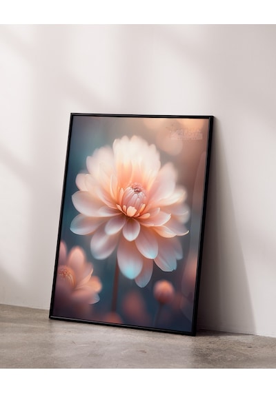 Çerçevesiz Poster, Dijital Baskı, Pembe Yıldız Çiçeği, Çiçekli, Modern , Soyut , Minimalist Poster