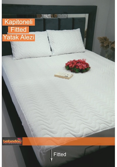 Babadağ Koleksiyon Yatak Alezi Kapitoneli Fitted Tam Sarar180 GR 160 X 200 Pamuk Beyaz