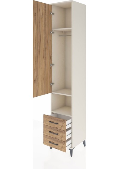 Hyperion Dolap 3 Raflı 3 Çekmeceli Tek Kapaklı 44x44x243 Aytaşı-çam Aytası