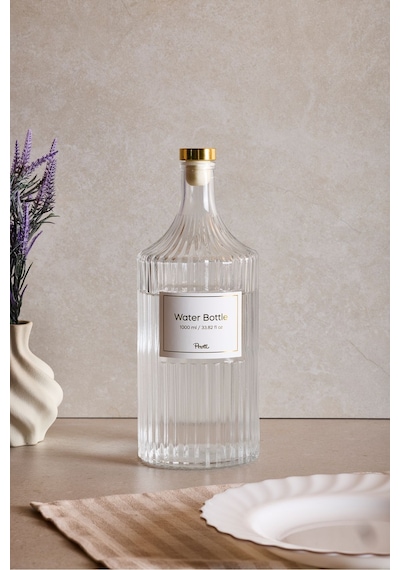 Perotti Viking 1000 Ml Cam Şişe Ve Yağlık Kapaklı Çift Kapaklı Gold