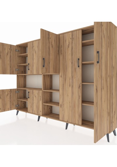 Arges Dolap 13 Raflı 7 Kapaklı 220x30x163 Çam-çam Çam-çam