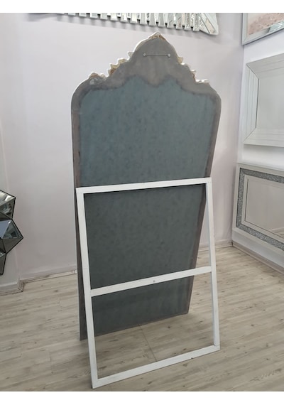 Ayna Denizi Princess White Gold Model Beyaz Altın Renk Dekoratif Ayaklı Boy Aynası Beyaz - Altın