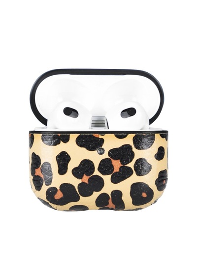 Apple Uyumlu AirPods 3.nesil Deri Kılıf Juni Leo-ne Leopar Leopar