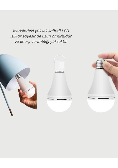 Acil Durumlar İçin Şarjlı Led Ampul 6400k Soğuk Beyaz 30 Watt