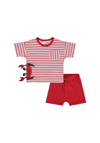 Civil Baby Çizgili 6-18 Ay Takım - Kırmızı