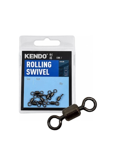 Kendo Rolling Swivel No:14 Siyah Nikel Balıkçı Fırdöndü 15'li Paket
