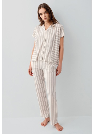 Pierre Cardin Kadın Krem Gömlek Pijama Takım Pc9178-s-v1 Krem
