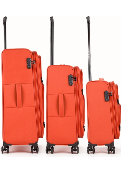 Fossil Kumaş Ultra Hafif Şifreli Körüklü Kendi Etrafında Dönebilen Valiz Seti 013 Turuncu