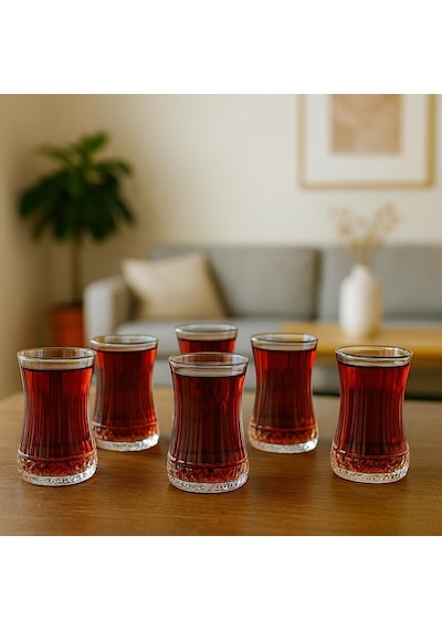 6 Lı Kristal Desenli Cam Çay Bardağı Seti 160 Ml İnce Belli Modern Tasarım Isıya Dayanıklı Cam Bardak Şık Ve Zarif Sunum İçin Çay Ve Kahve Bardağı çok renkli