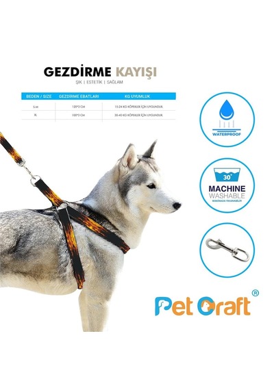 Petcraft Gezdirme Kayışı Tasma Kemer Xl Kırmızı - Sarı