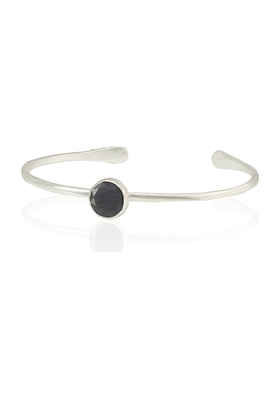 Kadir Jewellery Zirkon Taşlı Ayarlanabilir 925 Ayar Gümüş Kaplama Bilezik Siyah