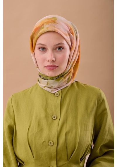 Silk Home Olinda İpek Eşarp 47004-05 Gri, Turuncu, Sarı, Yeşil