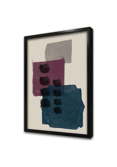 Mavi Ve Bordo Desenler Üçlü Çerçeveli Mdf Tablo Seti-173815