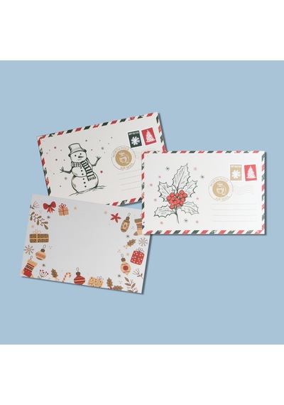 Yılbaşı Kardan Adam Kartpostal Ve Zarf Seti, Yeniyıl, Noel, Tebri