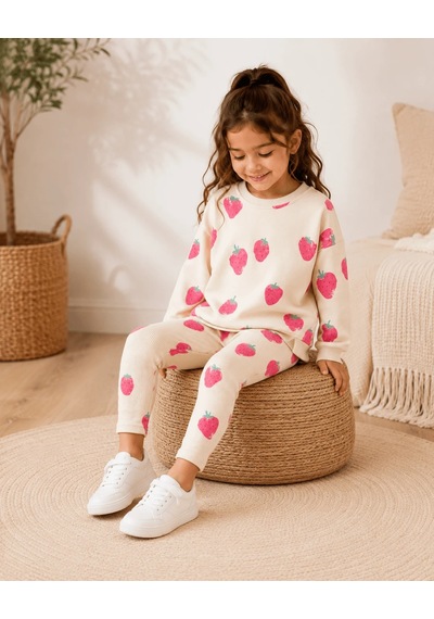 Eray Alp Kids Kız Çocuk Sweatshirt Tayt Takım Günlük Rahat Kombin Bej