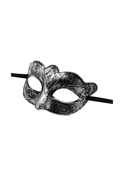 Maskeli Balo Antik Gri Gümüş Eskitilmiş Maske Balo Venedik 18+