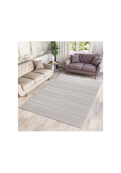 İskandinav Modern Tasarım Sisal Bukle Özel Ölçü Salon Oturma Odası Koridor Halısı Krem Geokrem