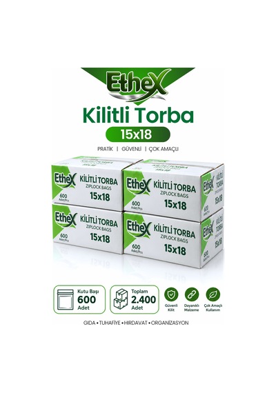 Kırmızı Şeritli Kilitli Torba 15x18 Cm 2400 Adet 4 Kutu - Gıda Uyumlu, Dayanıklı Ve Kullanışlı - 687109949